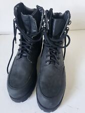 SOUBIRAC Bottillons cuir noir Tatan fermeture éclair et lacets talon plat T 45