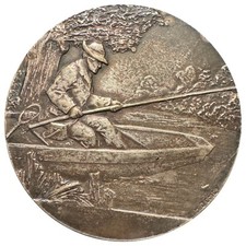 Médaille bronze " le pécheur à la ligne - 1931 " DEMEY