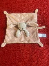 ?? Doudou Plat Lapin Gris Carré Rose Étoiles Blanches Tétine SIMBA KIABI NEUF