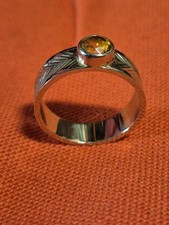 Bague Or Blanc 18k  , Citrine