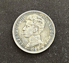 ESPAGNE - Un Pesetas Alfonso XIII 1903, Argent, TTB