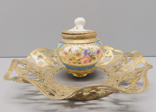 Bel encrier ancien porcelaine - -bel,