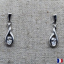 Boucles d’oreilles argent 925 pendantes goutte avec zircon – Bijou femme