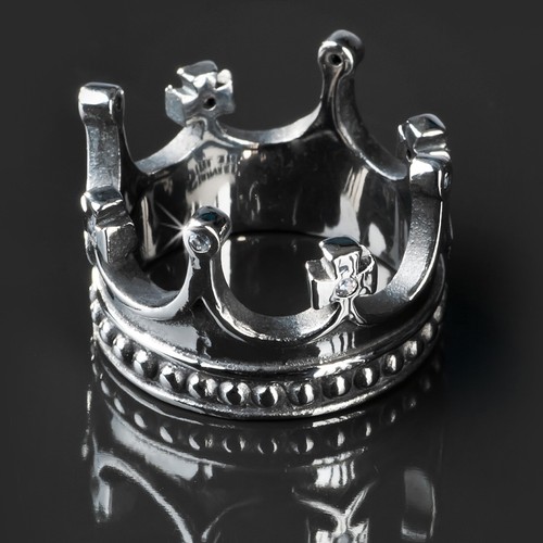 Bague acier inox couronne - acier,