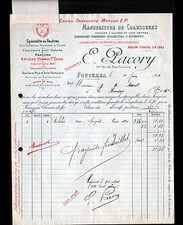 FOUGERES (35) USINE de CHAUSSURES JAMBIERES GUETRES "E. PACORY" Facture en 1911