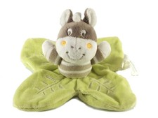 Doudou Zèbre Ane gris feuille