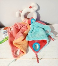 DOUDOU et Compagnie doudou Tatoo souris saumon rose bleu mouchoir