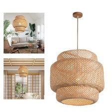 Lustre En Rotin de Barre D'éclairage de Plafond D'abat-jour de Lampe Pendante