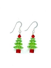 Swarovski Crystal Christmas TREE Earring / Sterling silver.