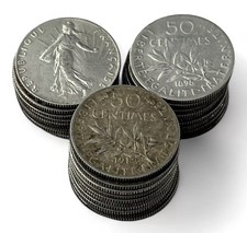 Lot de 30 X 50 Centimes Semeuse - 2.5g - Argent / silver french