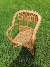 Petit fauteuil enfant osier 1950 60 a restaurer