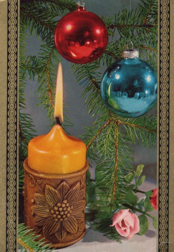 Carte noël ancienne bougie - carte,