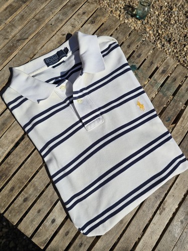 Polo ralph lauren rayé - lauren, blanc