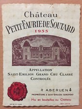 Étiquette Château Petit Faurie De Soutard 1955 - 73 cl
