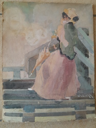 Peinture ancienne femme - peinture,