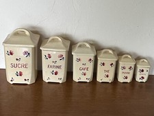 Déco cuisine vintage / 6 anciens pots à épices en FAIENCE de BADONVILLER / TBE !
