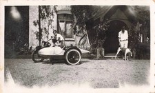 ANCIENNE PHOTOGRAPHIE ANGLETERRE CIRCA 1930 MOTO ANCIENNE SIDE CAR VINTAGE
