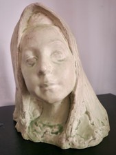 Rare Sculpture Statue Demi Buste Grès Vernissé Signé Firmin Michelet 1875-1951