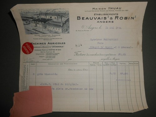 Facture ancienne beauvais - ancienne,