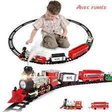 Circuit Train Électrique PIMPIMSKY Locomotive Vapeur Musique Lumière 18 Pcs Noël
