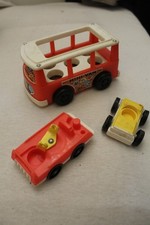 bus jouet mini van + voiture fisher price little people 1969 vintage ancien
