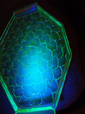 plat plateau  ouraline verre vert ancien art deco  1900 