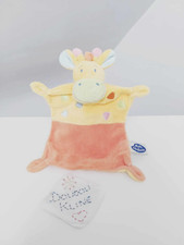 Doudou Plat/Mouchoir Girafe/Vache Jaune Orange Vert Bleu Mots D'enfants Leclerc