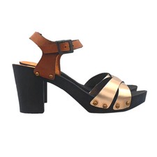 Mules En Cuir Avec Bandes