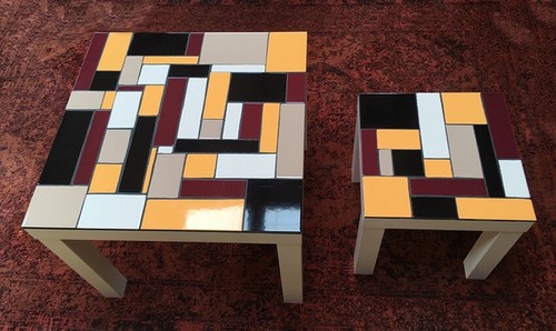 Table basse design - basse, faience