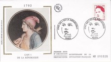 Enveloppe 1er jour An I de la République 1992 Soie FDC 5