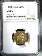 ITALIE VICTOR EMMANUEL II - 20 LIRE 1875 R -NGC MS 65 TOP POPULATION