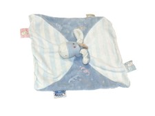 Doudou plat ane Paco Noukie's bleu blanc rayures