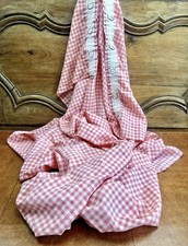 ANCIEN GRAND RIDEAU VICHY DAMIER ROUGE ET BLANC CUISINE DECO CAMPAGNE