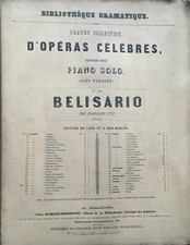 BELISARIO OPERA  DE DONIZETTI partition piano solo  Paris, Schonenberger