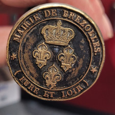 SCEAU CACHET A CIRE  ARMES DE FRANCE -FLEURS DE LYS XIX MAIRIE DE BREZOLLES