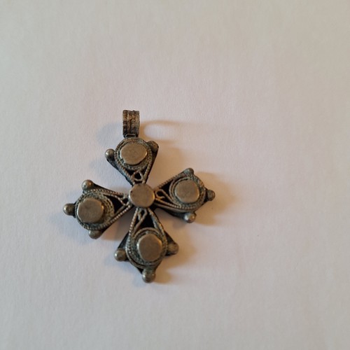 Croix copte métal argenté - croix,