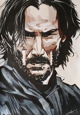 TABLEAU PEINTURE STREET ART KEANU REEVES MATRIX JOHN WEEK JOHN WICK SIGNÉ CHRISK