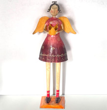 Ancienne décoration Noël en fer peint à la main - ANGE hauteur 43CM