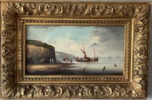 Tableau ancien marine huile - marine,