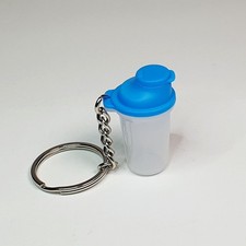 Porte-clés Bouteille Pichet Bleu Sauce TUPPERWARE RARE Vintage Miniature Boite