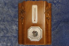 Grand baromètre thermomètre ancien art déco bois  vintage décoration kitsch