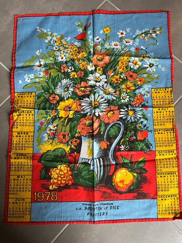 Torchon calendrier ancien - torchon,