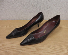 50er 60er Gabor Escarpins Femmes Cuir Noir Gr. 7 Talon Aiguille 50s 60s Vintage