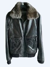 BLOUSON AVIATEUR  EN CUIR  STYLE OFFICIER MARQUE "SERGE PARIENTE"