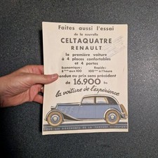 flyer publicitaire RENAULT CELTAQUATRE 1934 original