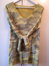 Haut col V Imprimé Camouflage Sur Fond Jaune taille unique