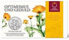 Coincard 10€ Euros Autriche 2022 Argent 925 Langage des Fleurs Soucis / Marigold