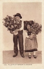 Carte postale ancienne old postcard ALSACE alsacienne fillette garçon écrite