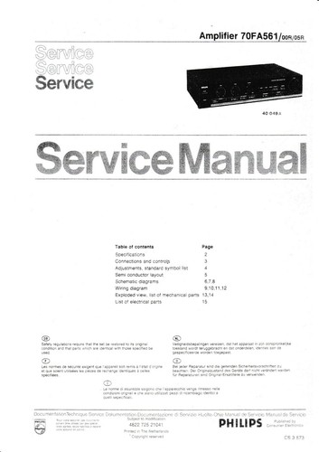 Service manuel instructions - manuel, d'instructions