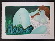 Pierre Cadiou Lithographie en couleurs illustrations Georges Brassens estampe